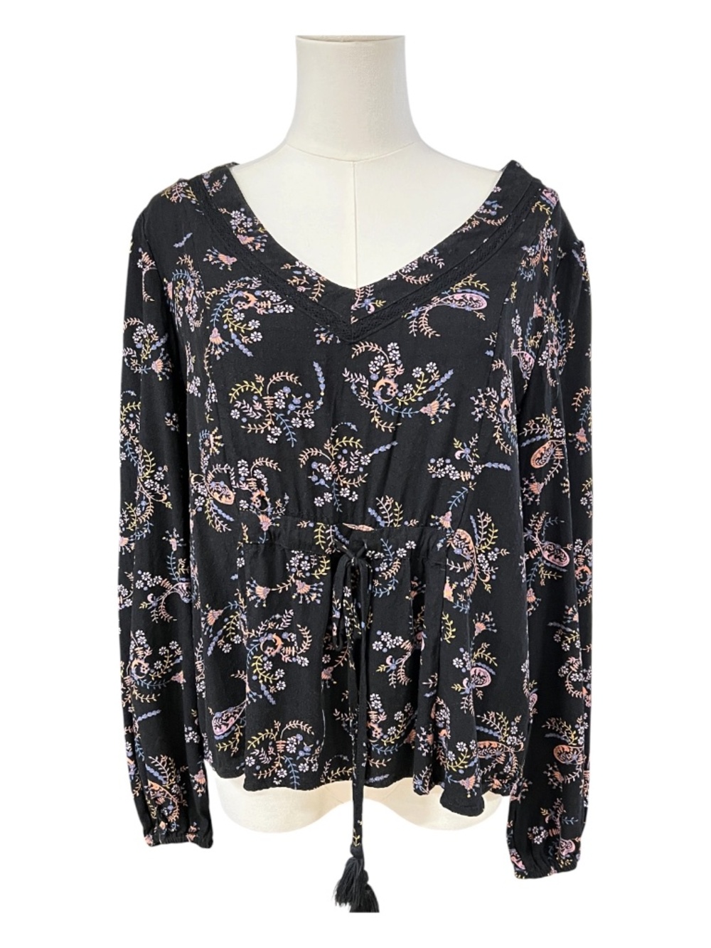 EUC Idyllwind Corrigan Floral Drawstring Blouse | Size L